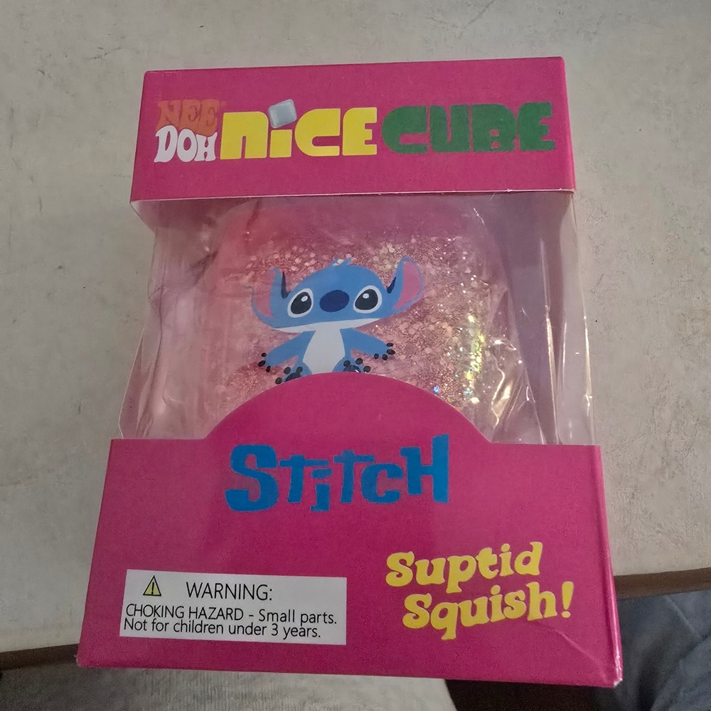 NeeDoh Nice Cube Stitch Disney Lilo & Stitch Pink Glitter Stress Toy Fidget